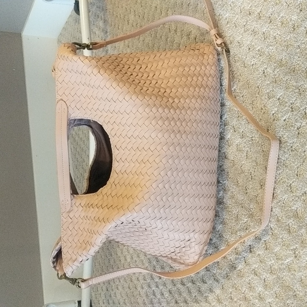 Anthropologie Cara large woven crossbody bag pink - Picture 2 of 8